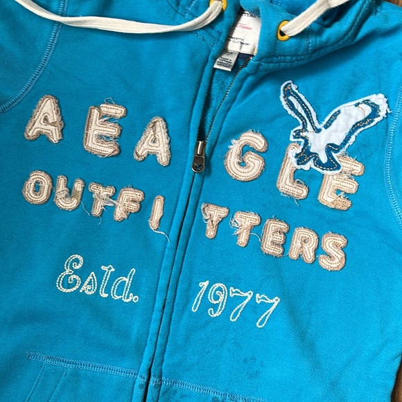 American Eagle Outfitters 3/4 Sleeve Zip Hoodie - Blue - Picture 5 of 8